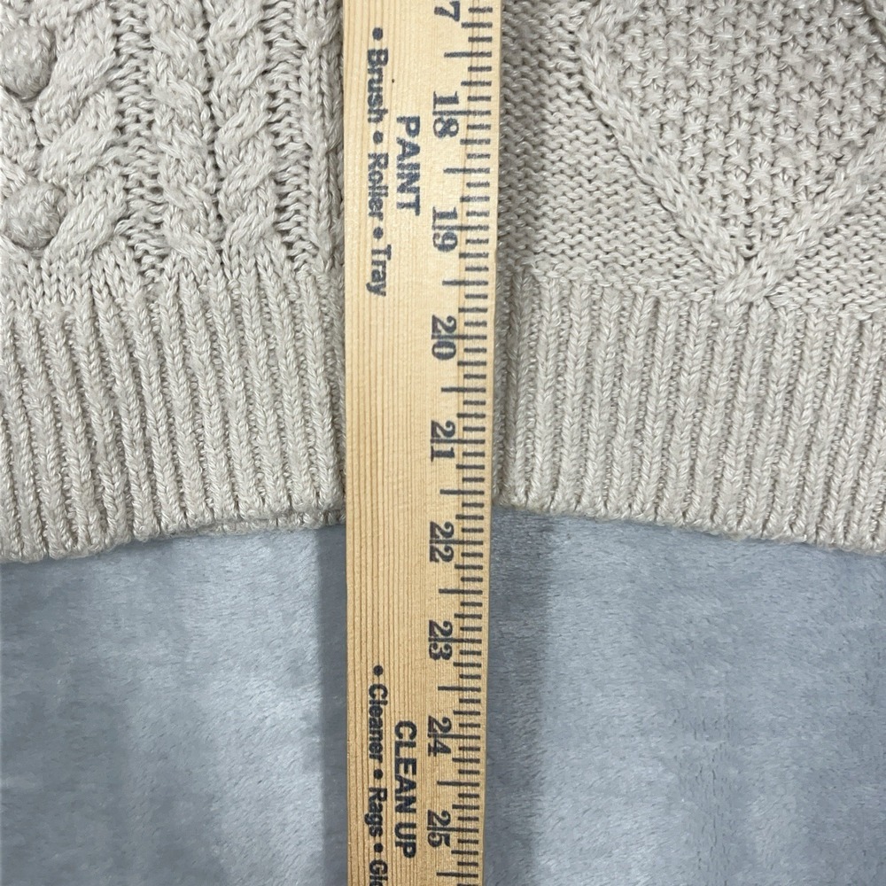 Garnet‎ Hill Cable Knit Wool Linen Sweater Beige Pullover Mock Neck Soft Large - Picture 4 of 10